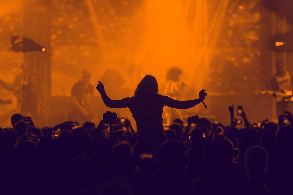 Künstler auf Konzertbühne vor Publikum