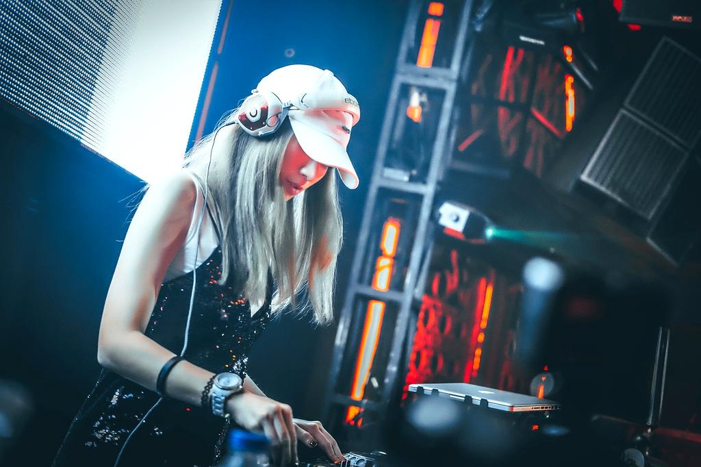 Professional DJ playing at party